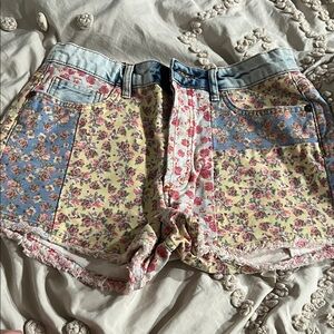 Anthropologie Floral Patchwork Jean Shorts